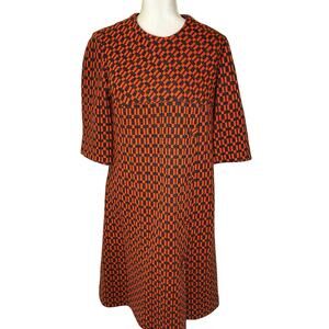 Coat Dress RARE Vintage 1960s Mod orange gray with original price tag! Fits 14